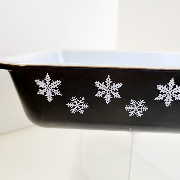 ❄️Vintage Pyrex 575-b Black White Snowflake 2 Qt Casserole Baking Dish Rectangle - Picture 4 of 7